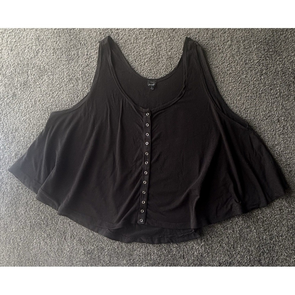 Poof Women's Top Black Sleeveless Scoop Neck Stretch Size L
